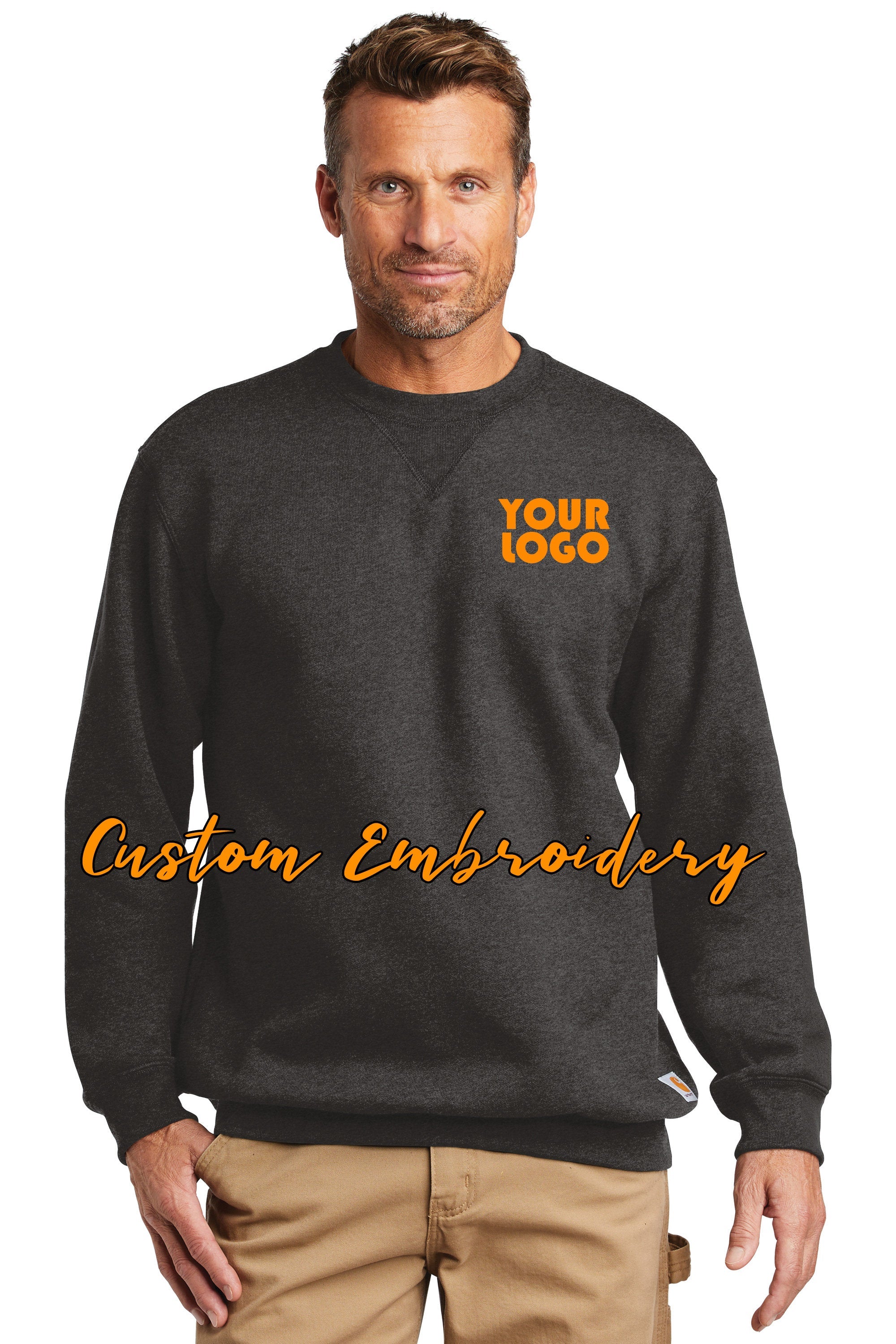 Custom Embroidered Carhartt Midweight Crewneck Sweatshirt - Includes 4in x 4in Embroidery - No Setup Cost - Just send us your logo