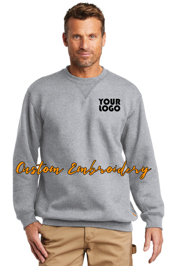 Custom Embroidered Carhartt Midweight Crewneck Sweatshirt Includes 4