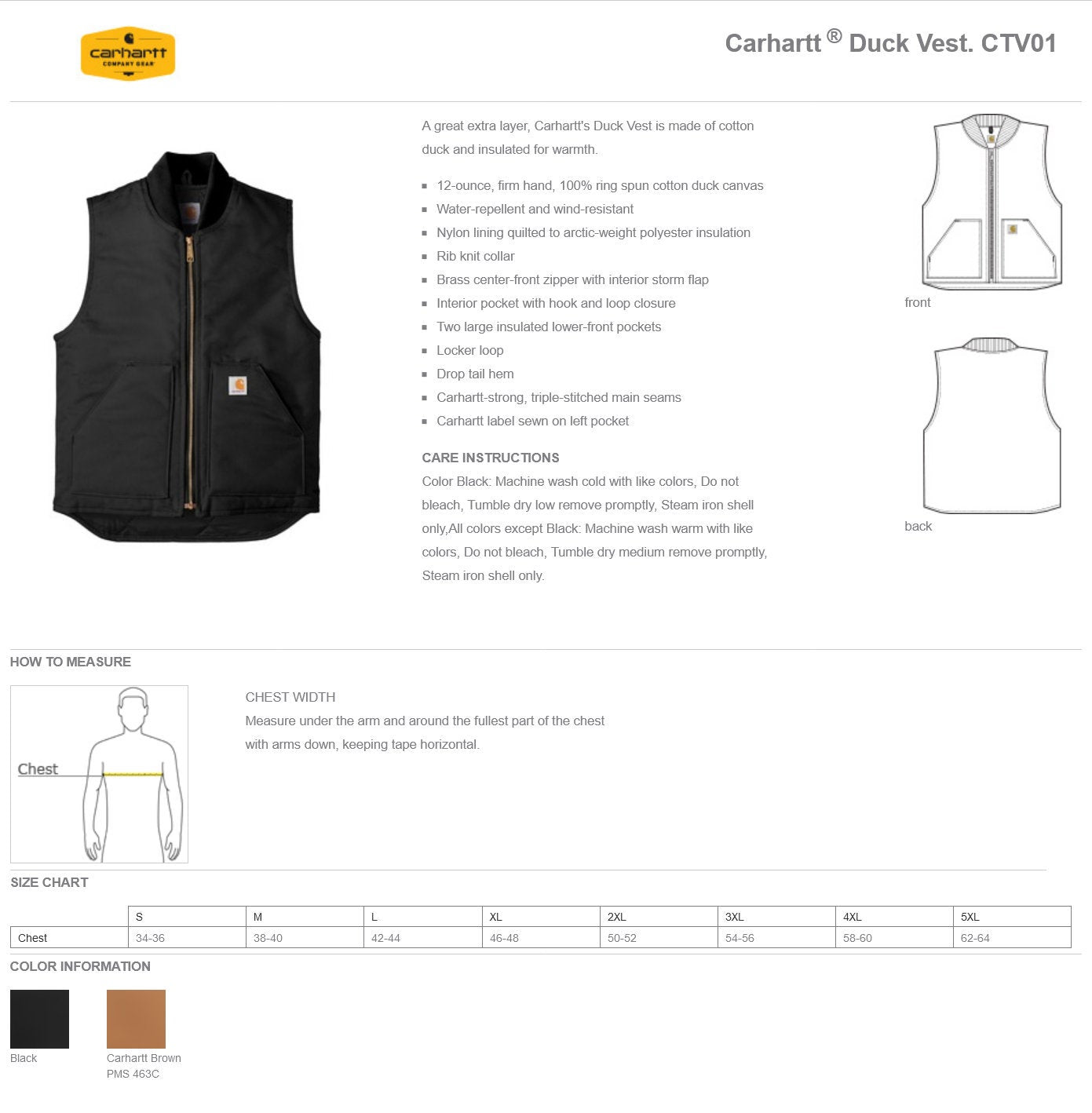 Custom Embroidered Carhartt Duck Vest - Includes 4in x 4in