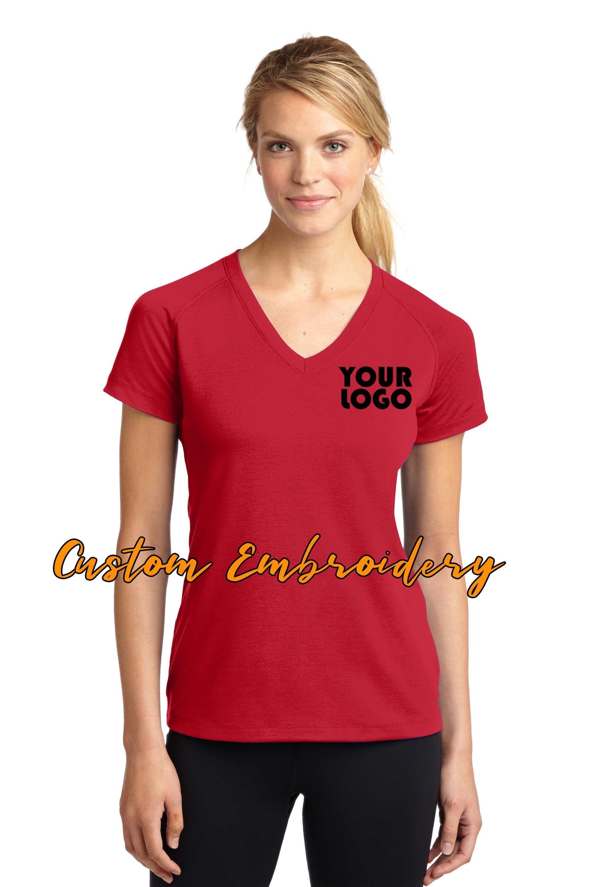 Custom Embroidered Ladies Ultimate Performance V-Neck T
