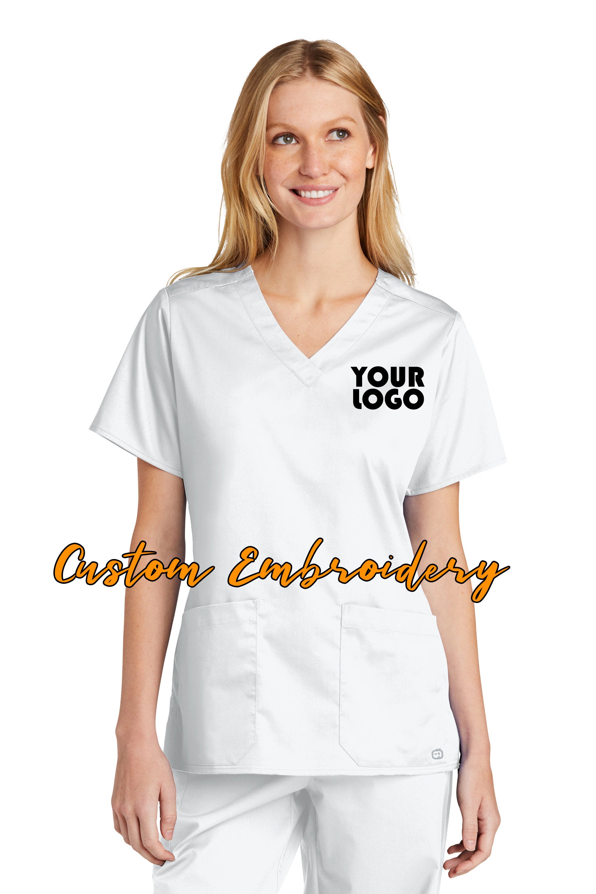 Custom Embroidery on Women&#39;s WorkFlex V-Neck Scrub Top