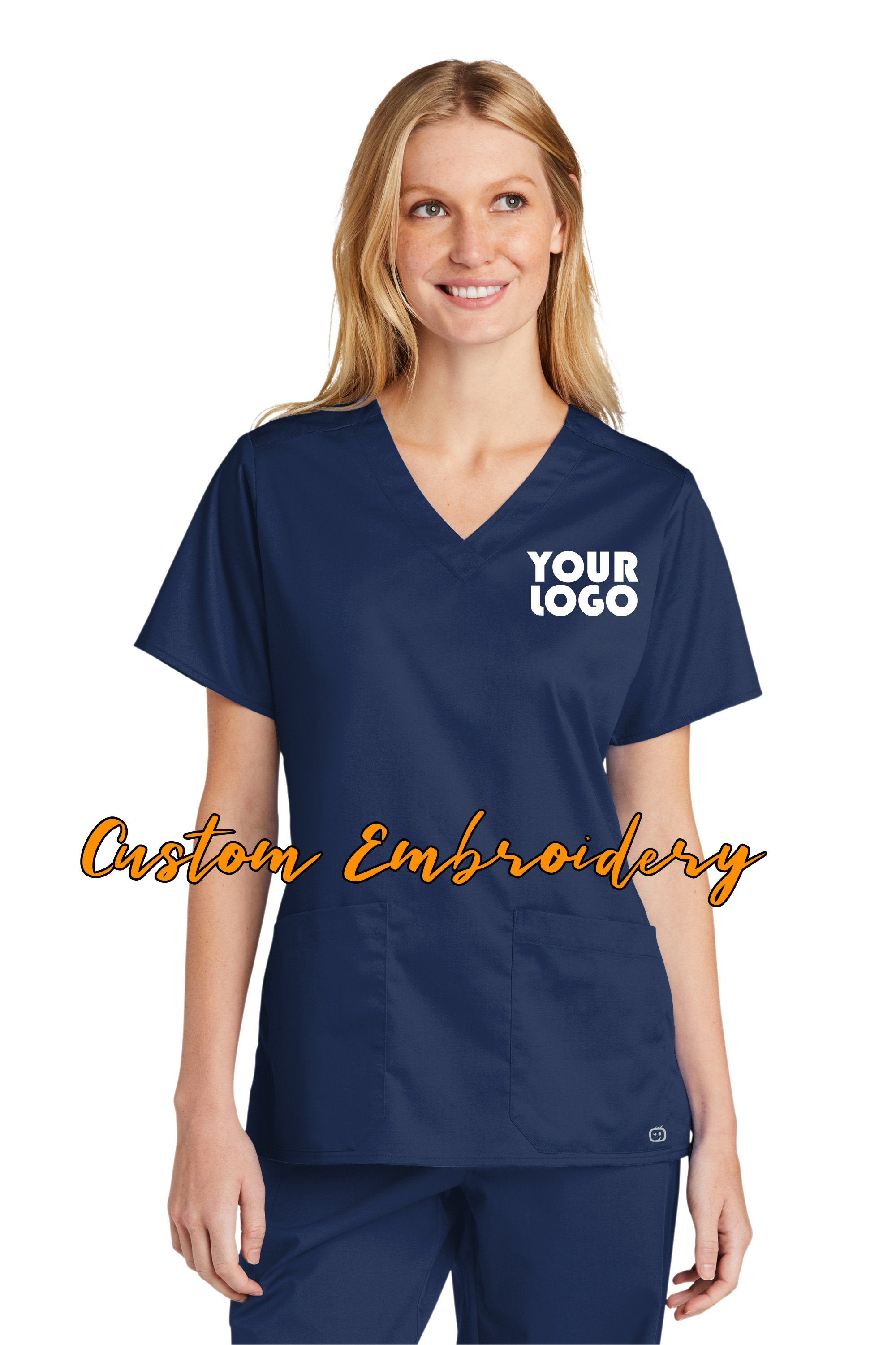 Custom Embroidery on Women&#39;s WorkFlex V-Neck Scrub Top