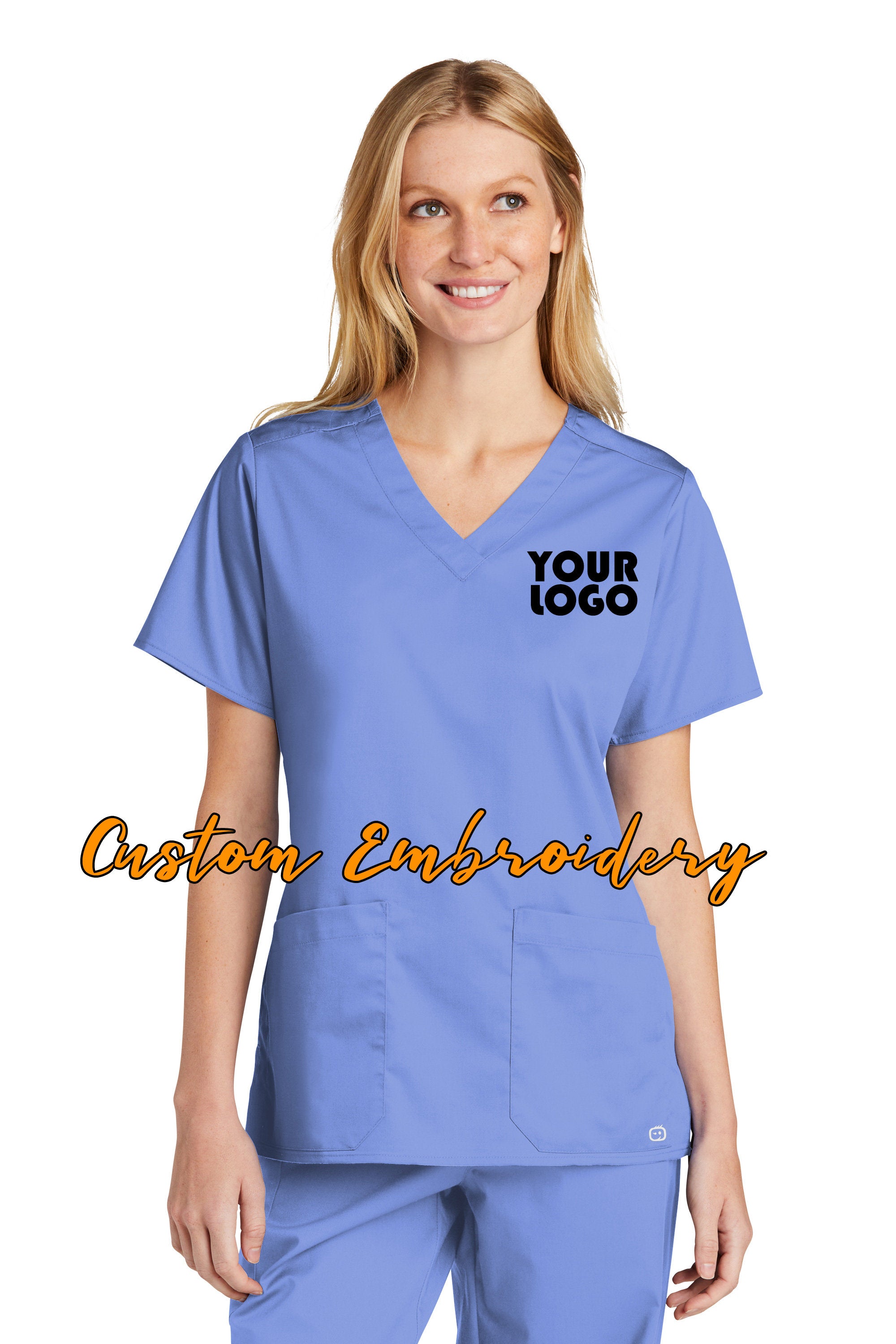 Custom Embroidery on Women&#39;s WorkFlex V-Neck Scrub Top