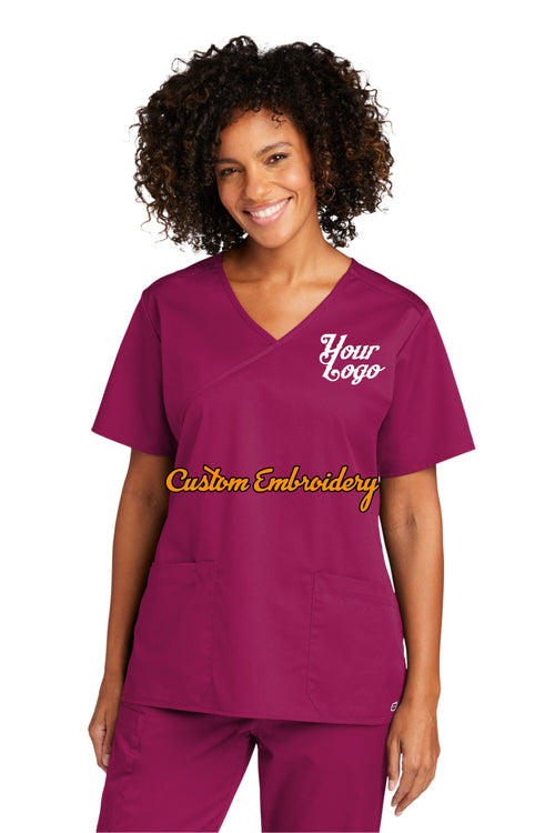 Custom Embroidered Women's WorkFlex Mock Wrap Top Medical Uniform