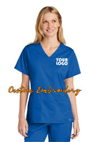 Custom Embroidered Women's WorkFlex V-Neck Top - Includes 4in x 4in Embroidery - Free Setup - Personalized Scrub Medical Uniform